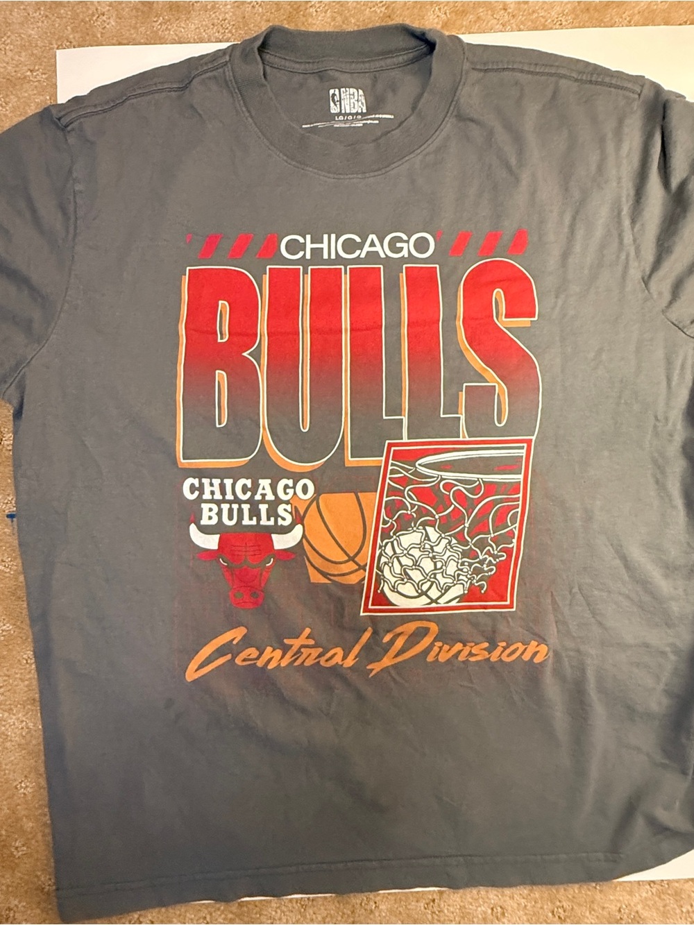 NBA Chicago Bulls Gray T-Shirt with Red and Orange Graphic